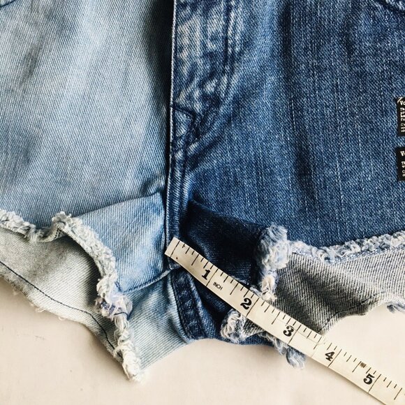 Volcom Denim Two Tone Color Block High Voltage Cut Off Shorts Womens Size 30 - Picture 7 of 7